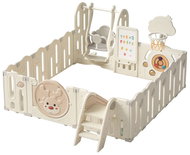 Emporio Dětská ohrádka s houpačkou, basketbalovým košem a skluzavkou, 190 × 196 cm, béžová - Ohrádka pro děti