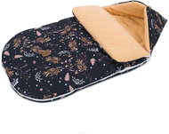 Mamo Tato Lux winter fleece, quilted, Winter flowers, 48 × 90 cm, black/caramel - Stroller Footmuff