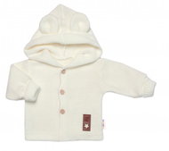 Baby Nellys, Baby elegant knitted cardigan with buttons and hood with ears, ecru, size 74 - Baby coat