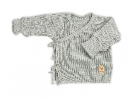 Baby Nellys Baby jumper, growing, with side tie, grey, size 50/56 - Baby coat - Main image