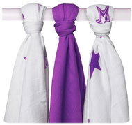 XKKO Bambusové pleny 70 × 70 - Lilac Stars Mix 3 ks - Látkové pleny