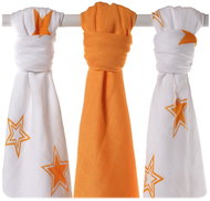 XKKO Bambusové pleny 70 × 70 - Orange Stars Mix 3 ks - Látkové pleny