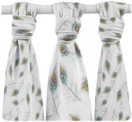 XKKO Bamboo Diapers 70 × 70 Digi - Peacock Feathers Mix 3 pcs - Cloth Nappies