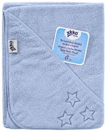 XKKO Organic BIO cotton terry hooded towel 90 × 90 Baby Blue Stars - Children's Bath Towel