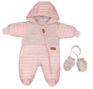 Baby Nellys Zimní prošívaná kombinéza s bavln. podšívkou, rukavičky, Made with Love pudrová, vel. 68 - Baby Snowsuit