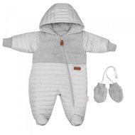 Baby Nellys Zimní prošívaná kombinéza s bavlněnou podšívkou, rukavičky, Made with Love šedá, vel. 68 - Baby Snowsuit