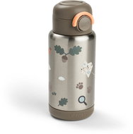 Done by Deer termo láhev s brčkem Tiny trails, písková, 340 ml - Children's Water Bottle