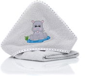 Fillikid Osuška s kapucí Hippo grey 75 × 75 cm - Children's Bath Towel