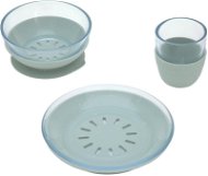 Lässig Dish Set Glass/Silicone blue - Detská jedálenská súprava