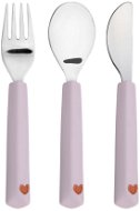 Lässig Cutlery with Silicone Handle Happy Rascals Heart lavender 3 ks - Detský príbor