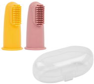 Nattou Kartáček na prst s pouzdrem Yellow/Pink  - Dětský zubní kartáček