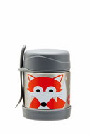 3 Sprouts Stainless Steel with Fork Fox Gray - Children's Thermos