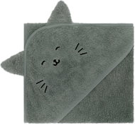 Fillikid Hooded Towel Animal Cat Green 75 × 75cm - Children's Bath Towel