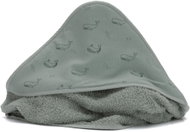 Fillikid Hooded Towel Whale Green 75 × 75cm - Children's Bath Towel