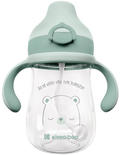 KikkaBoo Hrnek se silikonovým pítkem 300 ml Bear with me Mint - Dětský hrnek - Hlavní obrázek