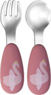 Tryco Nerezová  lžička & vidlička - Swan Dusty Rose - Children's Cutlery