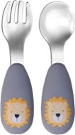 Tryco Nerezová  lžička & vidlička - Lion Dusty Blue - Children's Cutlery