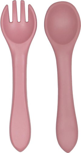 Tryco Silicone Spoon & Fork - Dusty Rose - Children's Cutlery - Main image