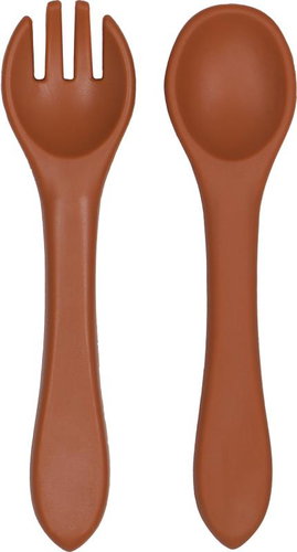 Tryco Silicone spoon & fork - Sienna - Children's Cutlery - Main image