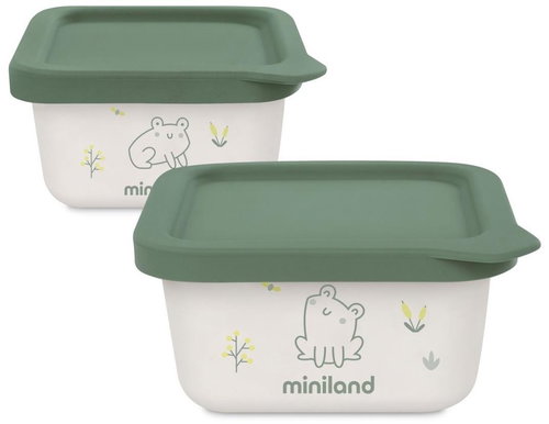 Miniland Misky na jídlo hermetické Natur žába 2 ks - Food Container Set - Main image
