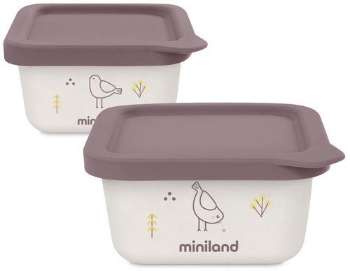 Miniland Misky na jídlo hermetické Natur ptáček 2 ks - Food Container Set - Main image