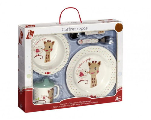 Vulli Jídelní set žirafa Sophie s motivem ptáčka Kiwi 5 ks - Children's Dining Set - Main image