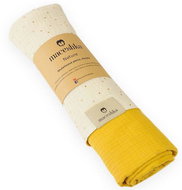 Maceshka double muslin shawl Ecru gold polka dot/Mimosa - Cloth Nappies