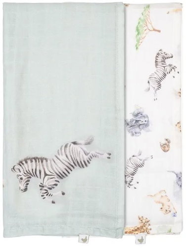Wrendale Designs Muslin Diapers 2 pcs, African Animals - Cloth Nappies - Main image