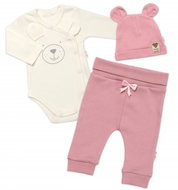 Baby Nellys Wrap body long. Sleeve, sweatpants and cap Little Bear, powder/cream, size 62 - Clothes Set