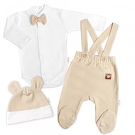 Baby Nellys Cotton set Gentleman 3D, beige/white, size 56 - Clothes Set