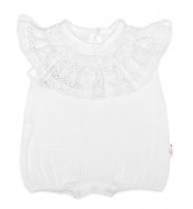 Baby Nellys Body with legs, muslin with BOHO lace, white, size 74 - Bodysuit for Babies