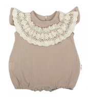 Baby Nellys Body with legs, muslin with BOHO lace, beige, size 62 - Bodysuit for Babies