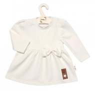 Baby Nellys dětské bavlněné šatičky s mašličkou smetanové, vel. 56 - Baby dress