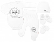 Baby Nellys Soupravička do porodnice 5D Made with love, bílá, vel. 56 - Sada oblečení pro miminko