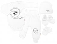 Baby Nellys Soupravička do porodnice 5D Made with love, bílá, vel. 50 - Sada oblečení pro miminko