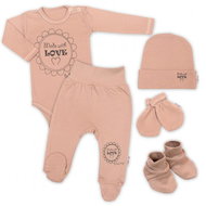 Baby Nellys Soupravička do porodnice 5D Made with love, béžová, mocca, vel. 50 - Sada oblečení pro miminko