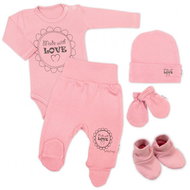 Baby Nellys Soupravička do porodnice 5D Made with love, pudrově růžová - Baby Clothing Set