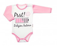 Baby Nellys Body dlouhý rukáv s vtipným textem, Psst! Dobíjím baterie, holka, vel. 56 - Bodysuit for Babies