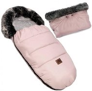 Baby Nellys Zimní fusak FLUFFY s kožešinou + rukávník zdarma, 50 × 100 cm, růžový - Stroller Footmuff