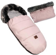 Baby Nellys FLUFFY Winter Fuzzy with fur + free sleeve, 50 × 100 cm, pink - Stroller Footmuff