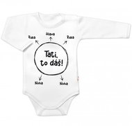 Baby Nellys Body dlouhý rukáv s vtipným textem, Tati, to dáš!, bílé, vel. 68 - Bodysuit for Babies