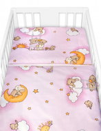 Baby Nellys Povlečení do postýlky bavlna Premium, Medvídek na žebříku - růžové, 120 × 90 cm - Bed Linen