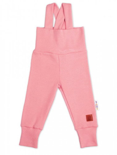 Baby Nellys Growing leggings with braces, ribbed with wide waistband 68 / 74, apricot - Baby trousers - Main image