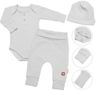 Baby Nellys Žebrovaná rostoucí souprava 3D, Baby Boy, šedá, vel. 56/62 - Sada oblečení pro miminko