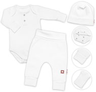 Baby Nellys Žebrovaná rostoucí souprava 3D, Baby Boy, bílá, vel. 56/62 - Sada oblečení pro miminko