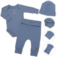 Baby Nellys Žebrovaná rostoucí souprava 3D, Baby Boy, jeans, vel. 56/62 - Sada oblečení pro miminko