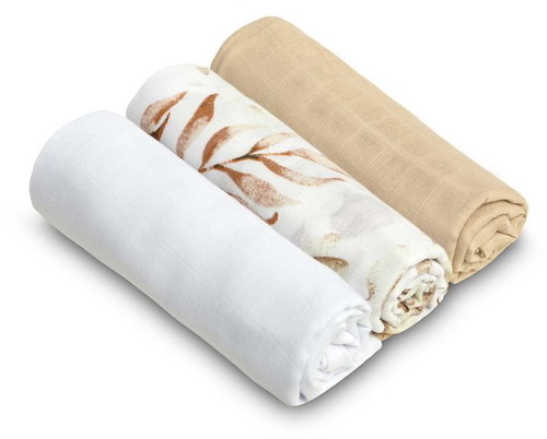 Sensillo LUX Muslin Soft Diapers - Flowers 3 pcs - Cloth Nappies - Main image