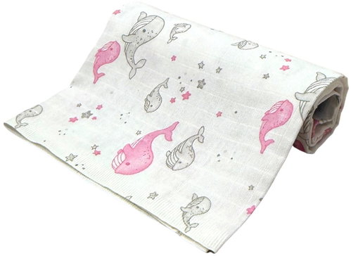 PREM INTERNATIONAL Tetra osuška 90 × 100 cm, 1 ks, Velryba růžová - Cloth Nappies - Main image