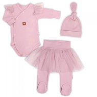 Baby Nellys Žebrovaná rostoucí souprava 3D Lux, Sweet Angel, pudrově růžová, 56/62 - Baby Clothing Set