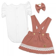 Baby Nellys 3D Lady set, cotton, bodysuit, skirt with bow, headband, old pink/white, 56 - Baby Clothing Set